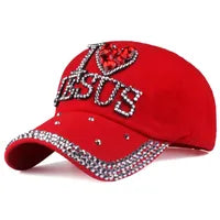 I Love Jesus Bling Cap Red