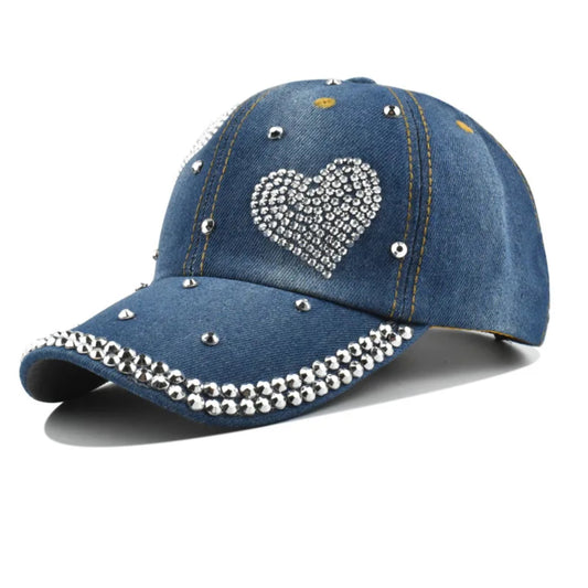 Heart Bling Cap Jean Blue